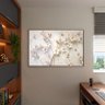 Quadro Decorativo Tela Canvas Folhas e Flores Galhos Florais Com Moldura e Vidro Prata - 200x100 cm - 3