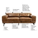 Ver imagem 2 de Sofá 3 Lugares Sala de Estar Malta 2,40M Couro Mel - Gran Belo