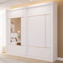 Ver imagem 1 de Guarda-Roupa Casal 229cm 2 Portas de Correr 2 Espelhos MDF Talin Branco