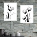 Ver imagem 2 de Kit 2 Quadros Fotos Flores Tulipas Minimalistas 45x34cm:moldura Branca