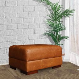 Puff Decorativo Sala de Estar Milano Pés Madeira Couro Mel - Gran Belo - 6