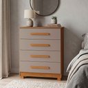 Ver imagem 1 de Cômoda Suíça 4 Gavetas com Pés Madeira e Corrediças Metálicas para Quarto Moderno - Nature/gris