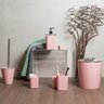 Kit Conjunto Banheiro Utensílios Bancada Escovinha Lixeira Rosa Quartzo - 2