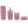 Kit Conjunto Banheiro Utensílios Bancada Escovinha Lixeira Rosa Quartzo - 14