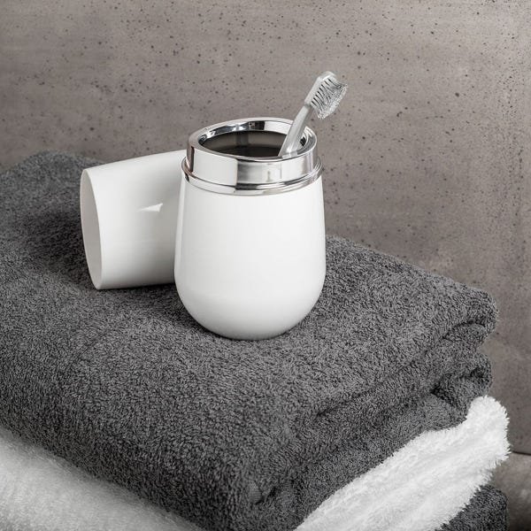 Conjunto Banheiro Saboneteiras Porta Escova Pote Para Algodão Branco - 2