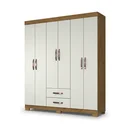 Ver imagem 2 de Guarda-Roupa Casal 6 Portas, 2 Gavetas e Pés Light Plus Cinamomo/Off White