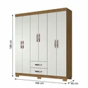 Ver imagem 3 de Guarda-Roupa Casal 6 Portas, 2 Gavetas e Pés Light Plus Cinamomo/Off White