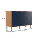 Ver imagem 4 de Balcão de Cozinha para Pia 120 Cm Domus 2 Portas 3 Gavetas Nogal/royal - Hecol Móveis