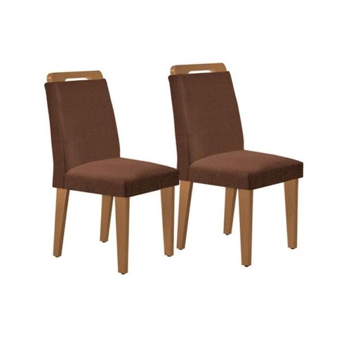 Kit 2 Cadeiras Sala Jantar Athenas 2 Un Madeira Capuccino/suede Marrom - Rufato
