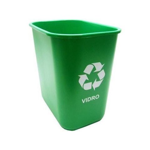 Cesto Acrimet coleta seletiva 574 3 retangular 24 litros cor verde para vidros