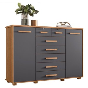 Cômoda Fontana 2 Portas e 7 Gavetas Freijó/titanium - Móveis Albatroz