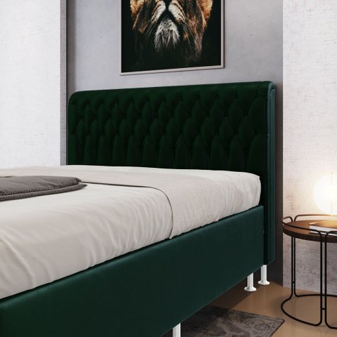 Cabeceira Bellatrix 195 para Cama Box King N-026 Veludo Verde Aradecor