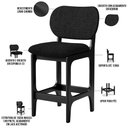 Ver imagem 4 de Kit 03 Banquetas Baixa Bar Cozinha Sala Jantar Fixa Betta L02 Preto Linho Chumbo - Lyam Decor Banque