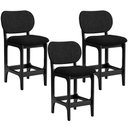 Ver imagem 1 de Kit 03 Banquetas Baixa Bar Cozinha Sala Jantar Fixa Betta L02 Preto Linho Chumbo - Lyam Decor Banque
