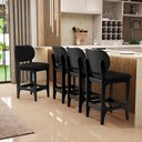 Ver imagem 2 de Kit 03 Banquetas Baixa Bar Cozinha Sala Jantar Fixa Betta L02 Preto Linho Chumbo - Lyam Decor Banque