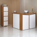 Ver imagem 2 de Mesa Balcao Atendimento 135x118 cm e Gaveteiro Alto 4 Gavetas 143x46 cm Freijo Branco Artany