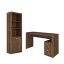 Ver imagem 1 de Escritório com Mesa para Computador 2 Gavetas com Armário Pareteleira 2 Portas Nogal - Fdecor