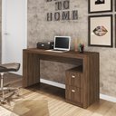 Ver imagem 2 de Escritório com Mesa para Computador 2 Gavetas com Armário Pareteleira 2 Portas Nogal - Fdecor