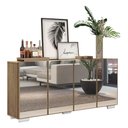Ver imagem 1 de Aparador Buffet 4 portas com Espelho e Pés Quadrados Vegas Multimóveis V3560 Rustic/Branco
