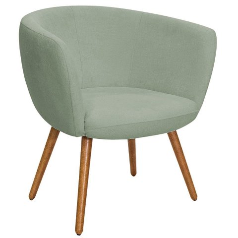 Poltrona Decorativa Isis Pés Palito Castanho Bouclé Verde Claro - Nexta Casa