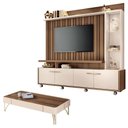 Ver imagem 1 de Estante Home Theater Titan e Mesa de Centro Cadenza Castanho Off White - Hb Móveis
