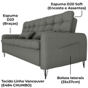 Ver imagem 7 de Sofa Cama 2 Lugares 200cm Pillar Linho Vancouver E484 Chumbo Milani Store