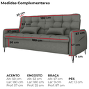 Ver imagem 4 de Sofa Cama 2 Lugares 200cm Pillar Linho Vancouver E484 Chumbo Milani Store