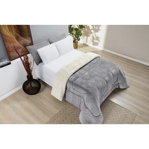 Coberdrom Sherpa Manta Soft Everest Casal Queen Cinza