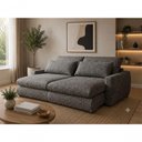 Ver imagem 1 de Sofá Cama Curve 3 Lugares Retrátil com Chaise 230cm Cinza Linho Assento Rebatível