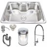 Cuba Inox Aco 304 Sob 122X+Torneira Miami+Lixeira 9L Guimmis - 1