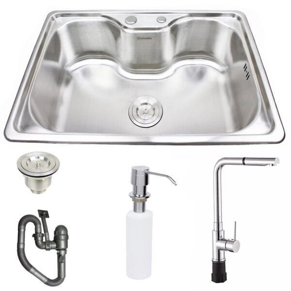 Cuba Inox Aco 304 Sobrepor 122X+Torneira Milao Guimmis - 1