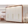 Guarda Roupa Casal 6 Portas e 5 Gavetas C/ 1 Espelho Interno e Pés Aurora Branco - Panan - 6