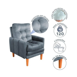 Poltrona Do Papai Reclinável Cor Cinza Grande Confortavel + Puff - 2