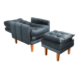 Poltrona Do Papai Reclinável Cor Cinza Grande Confortavel + Puff - 3