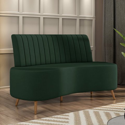 Sofá Living Decorativo 2 Lugares 1,35m Katara Verde Escuro Veludo G33 - Gran Belo