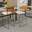Ver imagem 2 de Kit 04 Banquetas Altas Sala de Jantar Fixa Allana L02 Couríssimo Whisky Linho Champagne - Lyam