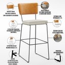 Ver imagem 4 de Kit 04 Banquetas Altas Sala de Jantar Fixa Allana L02 Couríssimo Whisky Linho Champagne - Lyam