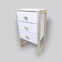 Ver imagem 3 de Mesa de Cabeceira MDF Branco 3 Gavetas Pé e Puxadores de Madeira 4178