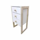 Ver imagem 1 de Mesa de Cabeceira MDF Branco 3 Gavetas Pé e Puxadores de Madeira 4178