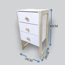 Ver imagem 4 de Mesa de Cabeceira MDF Branco 3 Gavetas Pé e Puxadores de Madeira 4178