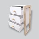 Ver imagem 2 de Mesa de Cabeceira MDF Branco 3 Gavetas Pé e Puxadores de Madeira 4178
