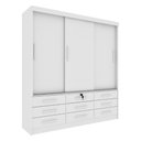 Ver imagem 2 de Guarda-Roupa Casal com 3 Portas de Correr e 9 Gavetas 199cm Multimóveis CR35484 Neve
