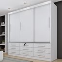 Ver imagem 1 de Guarda-Roupa Casal com 3 Portas de Correr e 9 Gavetas 199cm Multimóveis CR35484 Neve