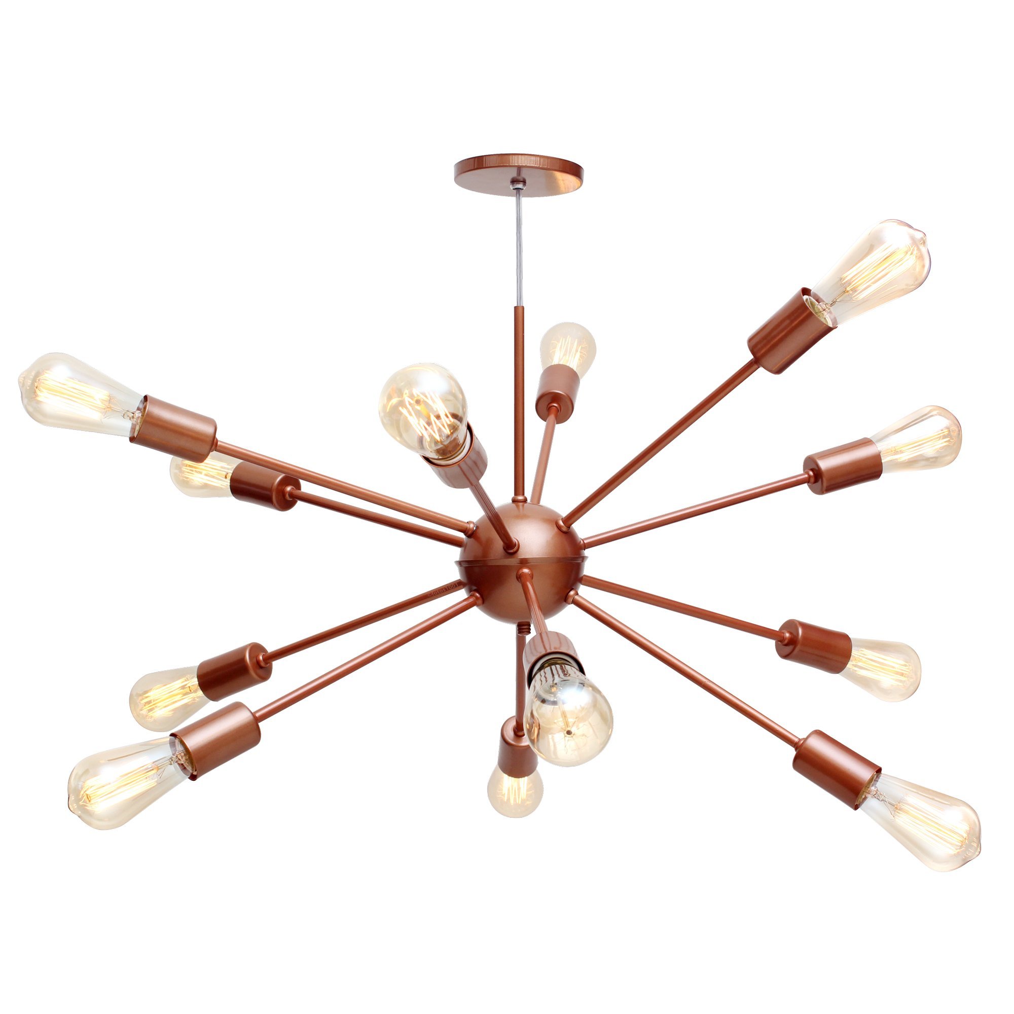 Pendente  Lustre Sputnik Poptem Átomo com 12 Lampadas/ Braços Aluminio cobre haste metal aranha - 5