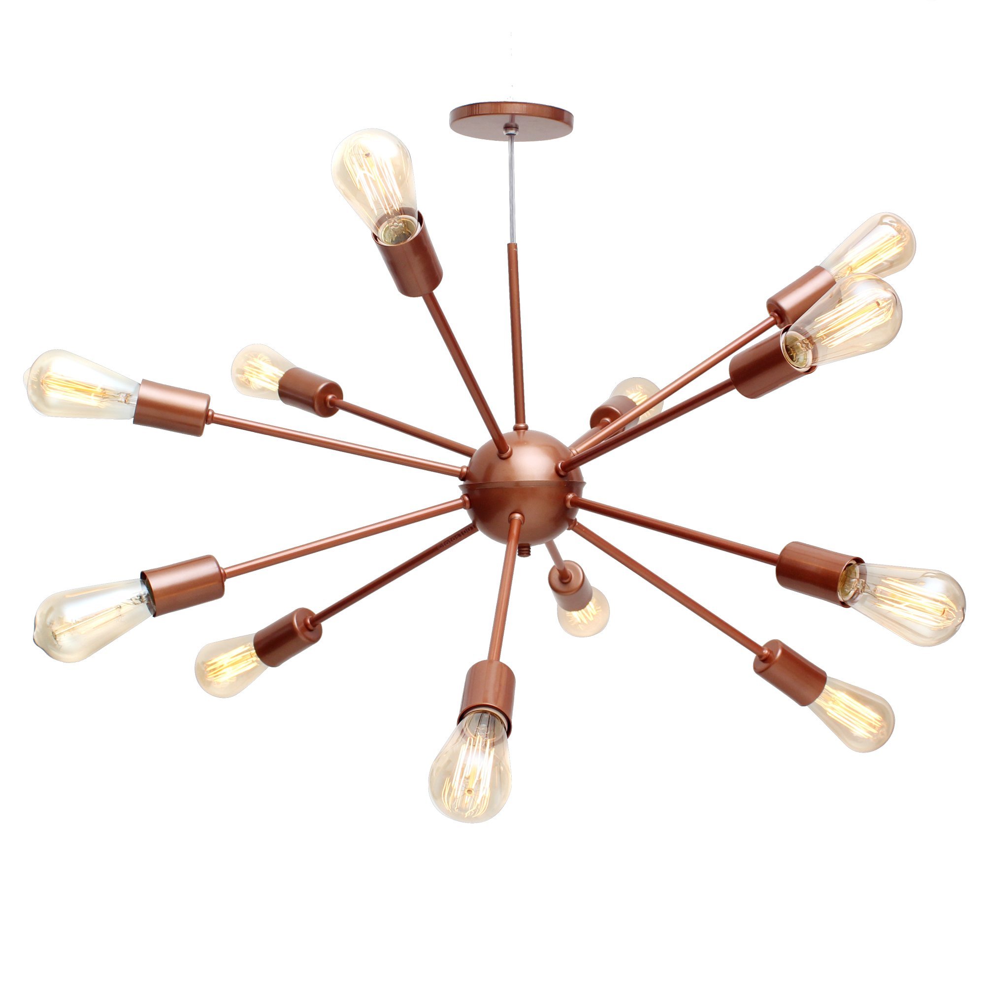 Pendente  Lustre Sputnik Poptem Átomo com 12 Lampadas/ Braços Aluminio cobre haste metal aranha