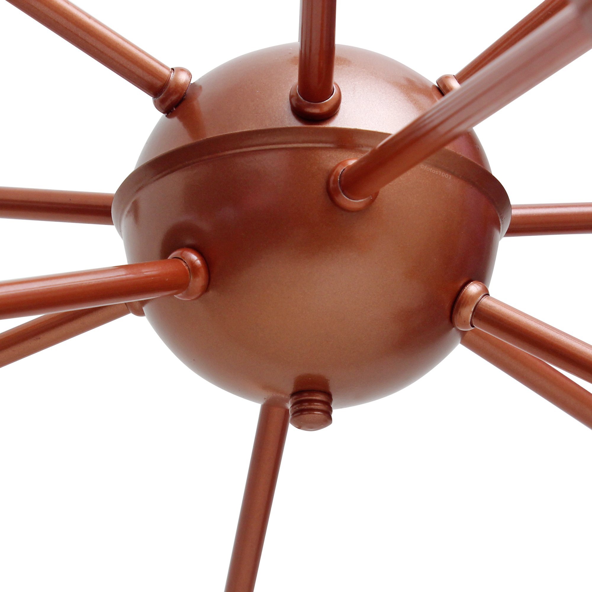 Pendente  Lustre Sputnik Poptem Átomo com 12 Lampadas/ Braços Aluminio cobre haste metal aranha - 3