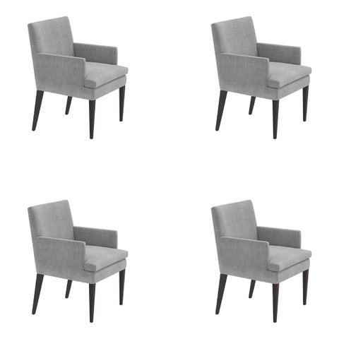 Kit 4 Cadeiras de Jantar Germany Retro Suede Cinza Dominic Decor