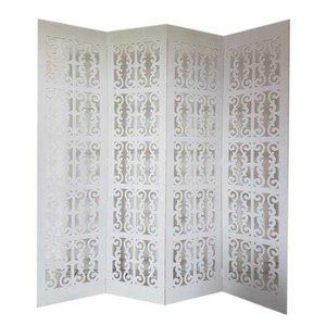 Biombo 4 Folhas 172X180cm Mdf Modelo 2 Branco Vazado