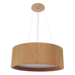 Lustre Pendente Madeira Redondo 70cm - 6 Luzes E27 - Imbuia