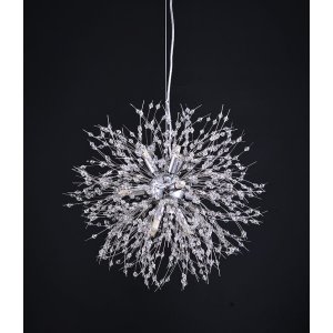 Lustre Pendente Cristal Flor Dente De Leão 50 Cm Para Sala Estar Jantar E Quarto